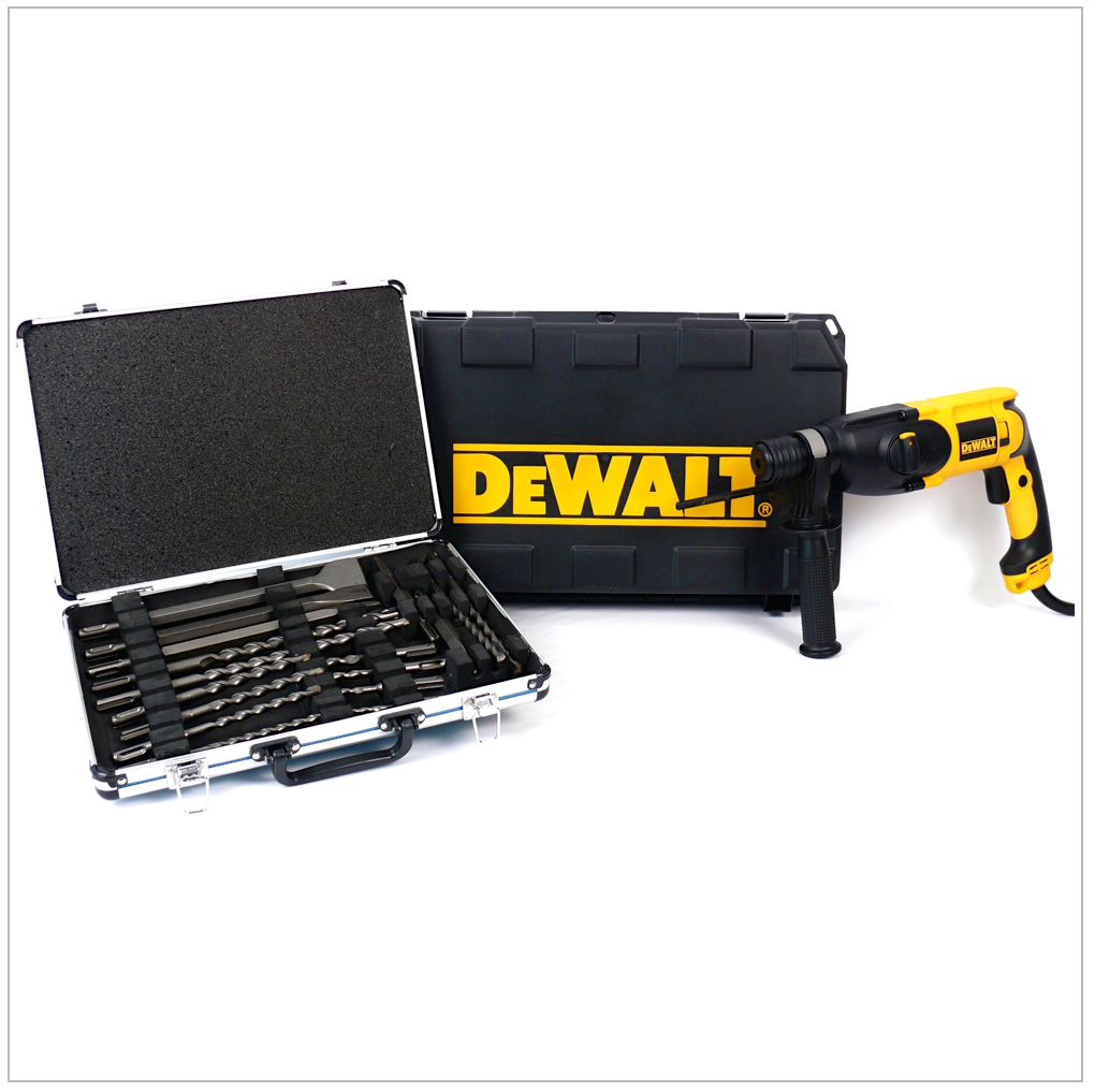 DeWalt D 25013 K 650 Watt SDS-Plus Kombihammer + Makita D-42444 SDS-Plus Bohrer-Meißel-Set 17 tlg. im Alu Koffer - Toolbrothers