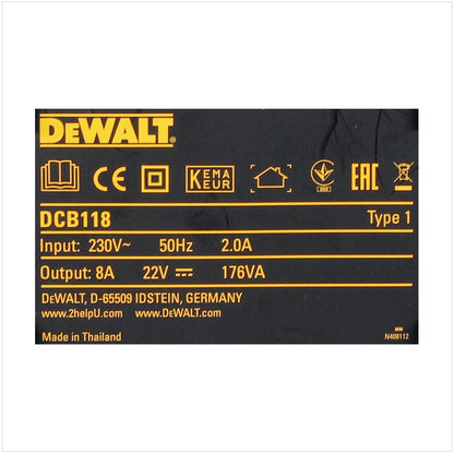 Chargeur rapide de batterie DeWalt DCB 118 XR FlexVolt 54 V / 18 V