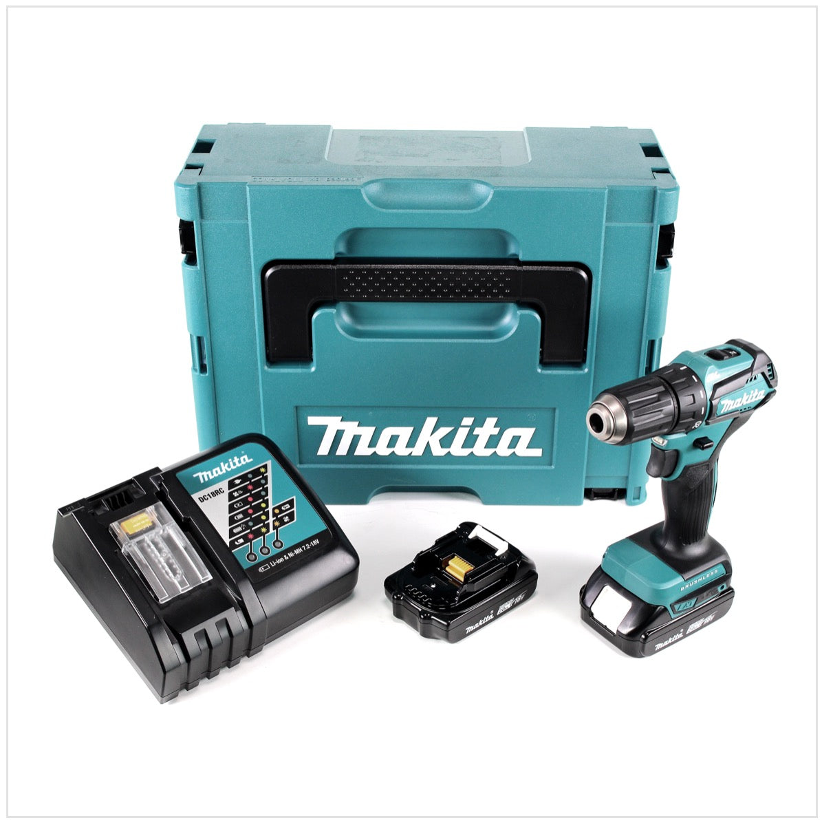 Makita DDF 483 RAJ perceuse-visseuse sans fil 18 V 40 Nm sans balais + 2x batteries 2,0 Ah + chargeur + Makpac