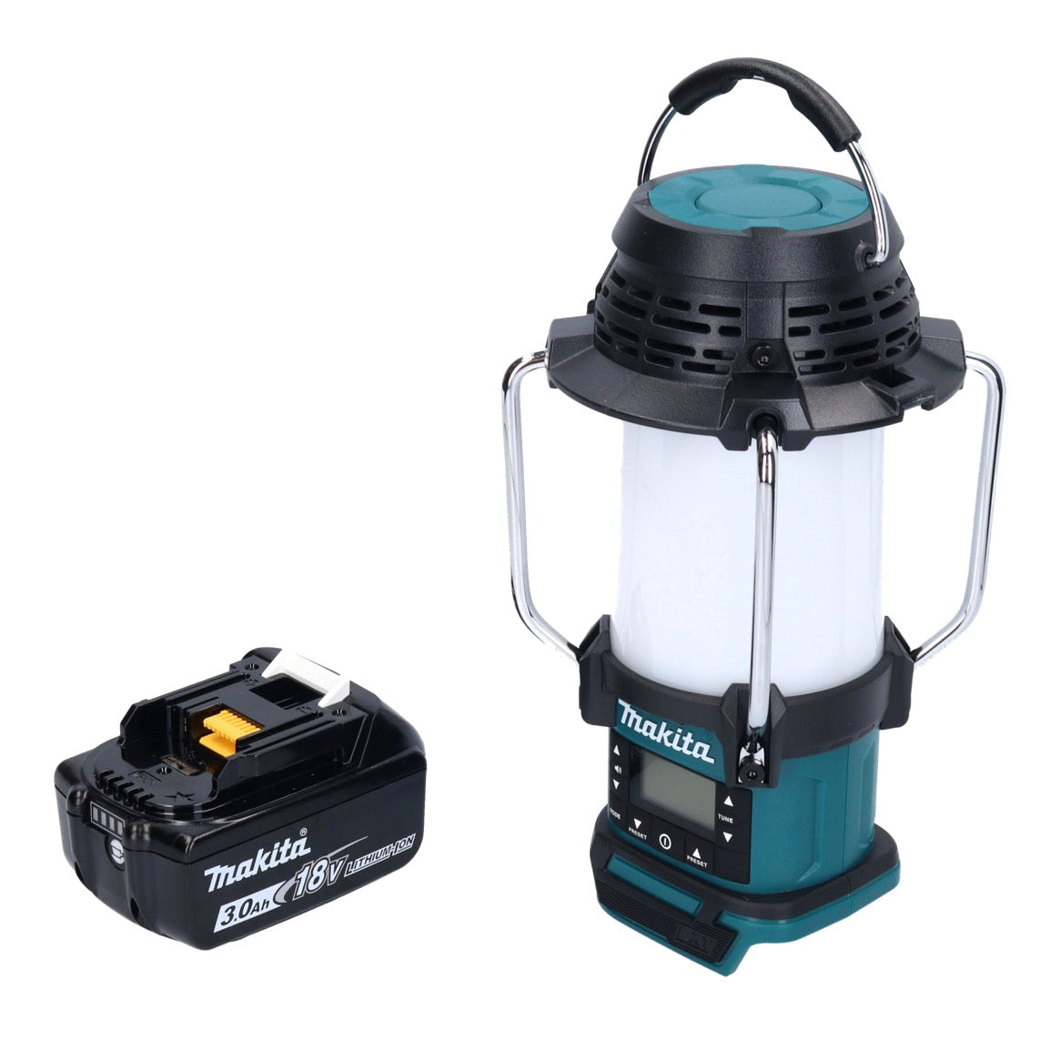 Makita DMR 055 F1 Akku Radio 18 V FM mit Laterne 360° Taschenlampe + 1x Akku 3,0 Ah - ohne Ladegerät