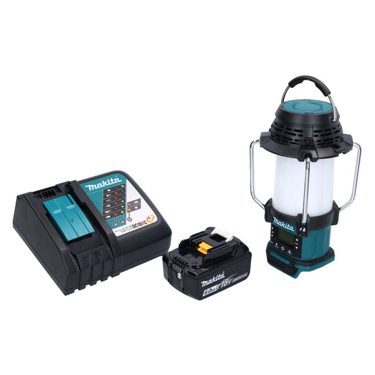 Makita DMR 055 RG1 Akku Radio 18 V FM mit Laterne 360° Taschenlampe + 1x Akku 6,0 Ah + Ladegerät