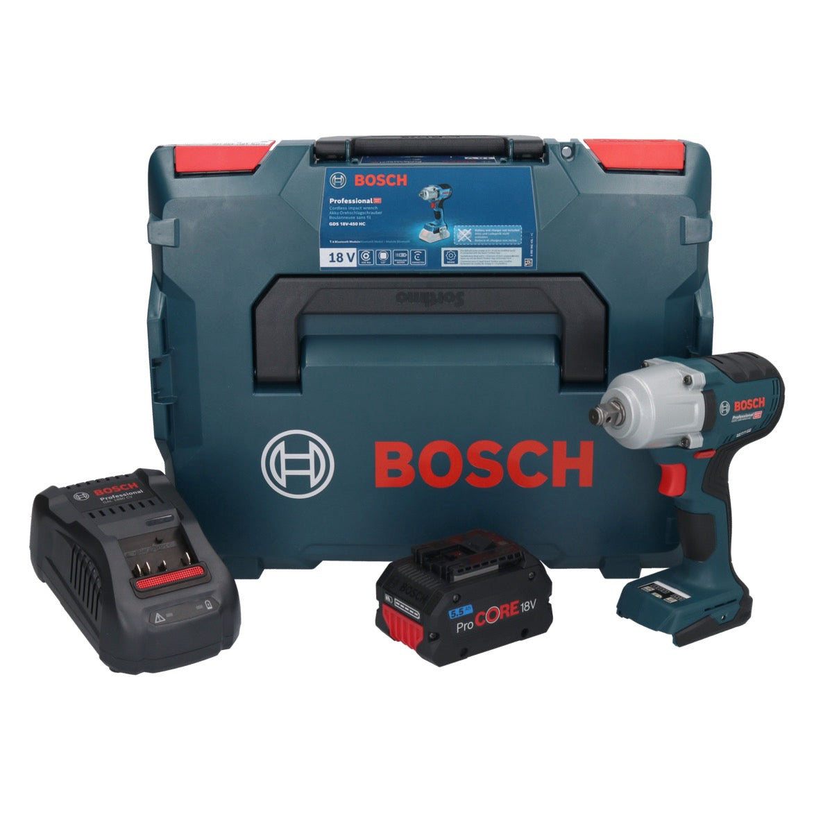 Bosch GDS 18V-450 HC Akku Drehschlagschrauber 18 V 450 Nm 1/2" + 1x ProCORE Akku 5,5 Ah + Ladegerät + L-Boxx - Toolbrothers