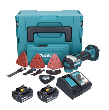 Makita DTM 52 RFJX4 outil multifonction à batterie 18 V Starlock Max Brushless + 2x batteries 3,0 Ah + chargeur + jeu d'accessoires + Makpac