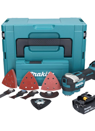 Makita DTM 52 T1JX4 outil multifonction avec batterie 18 V Starlock Max Brushless + 1x batterie 5,0 Ah + jeu d'accessoires + Makpac - sans chargeur