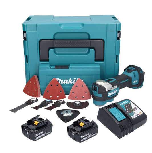 Makita DTM 52 RTJX4 outil multifonction à batterie 18 V Starlock Max Brushless + 2x batteries 5,0 Ah + chargeur + jeu d'accessoires + Makpac