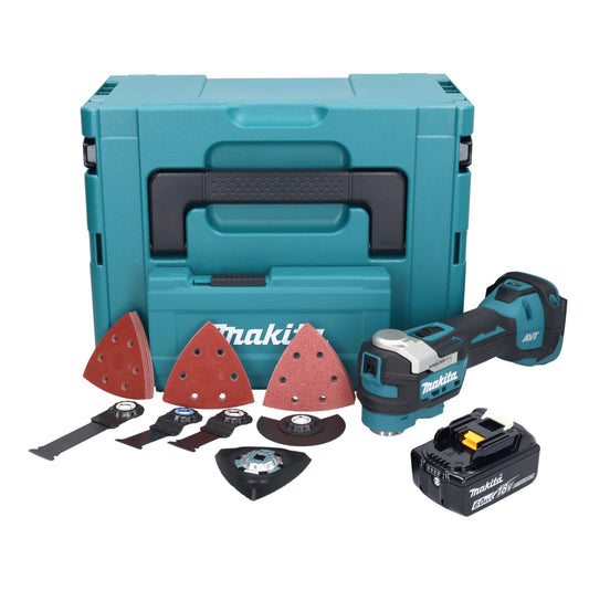 Makita DTM 52 G1JX4 outil multifonction sur batterie 18 V Starlock Max Brushless + 1x batterie 6,0 Ah + jeu d'accessoires + Makpac - sans chargeur