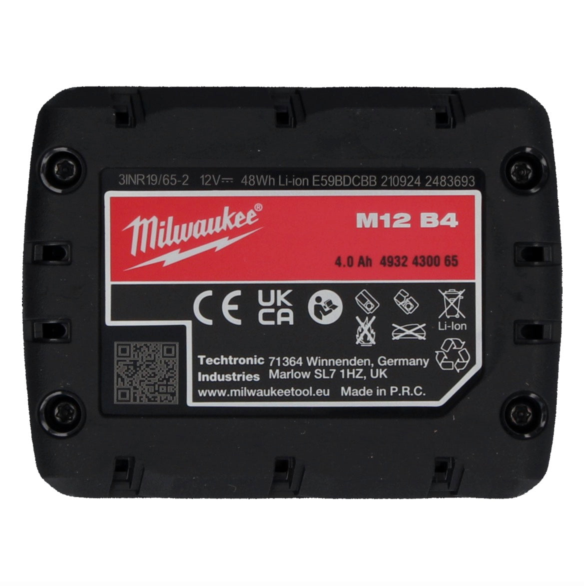 Milwaukee M12 B4 12 V 4,0 Ah / 4000 mAh Li-Ion Einschub Akku ( 4932430065 ) - Toolbrothers