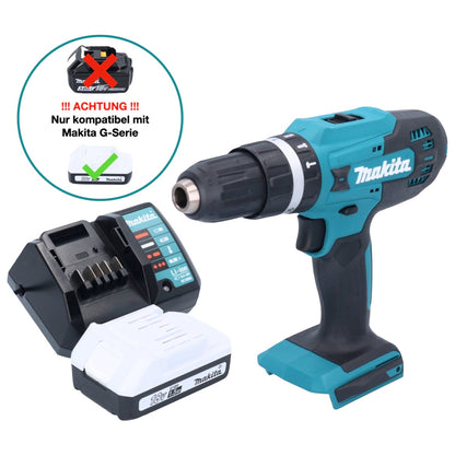 Makita HP 488 DWY1 perceuse à percussion sans fil 18 V 42 Nm série G + 1x batterie 1,5 Ah + chargeur