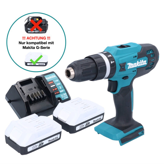 Makita HP 488 DWY perceuse à percussion sans fil 18 V 42 Nm série G + 2x batteries 1,5 Ah + chargeur