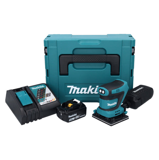 Makita DBO 481 RT1J Akku Schwingschleifer 18 V 112 x 102 mm + 1x Akku 5,0 Ah + Ladegerät + Makpac