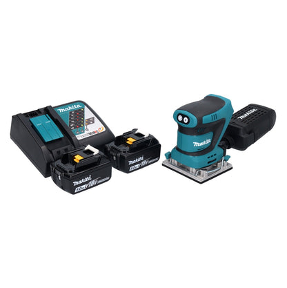 Makita DBO 482 RT Akku Schwingschleifer 18 V 112 x 102 mm + 2x Akku 5,0 Ah + Ladegerät