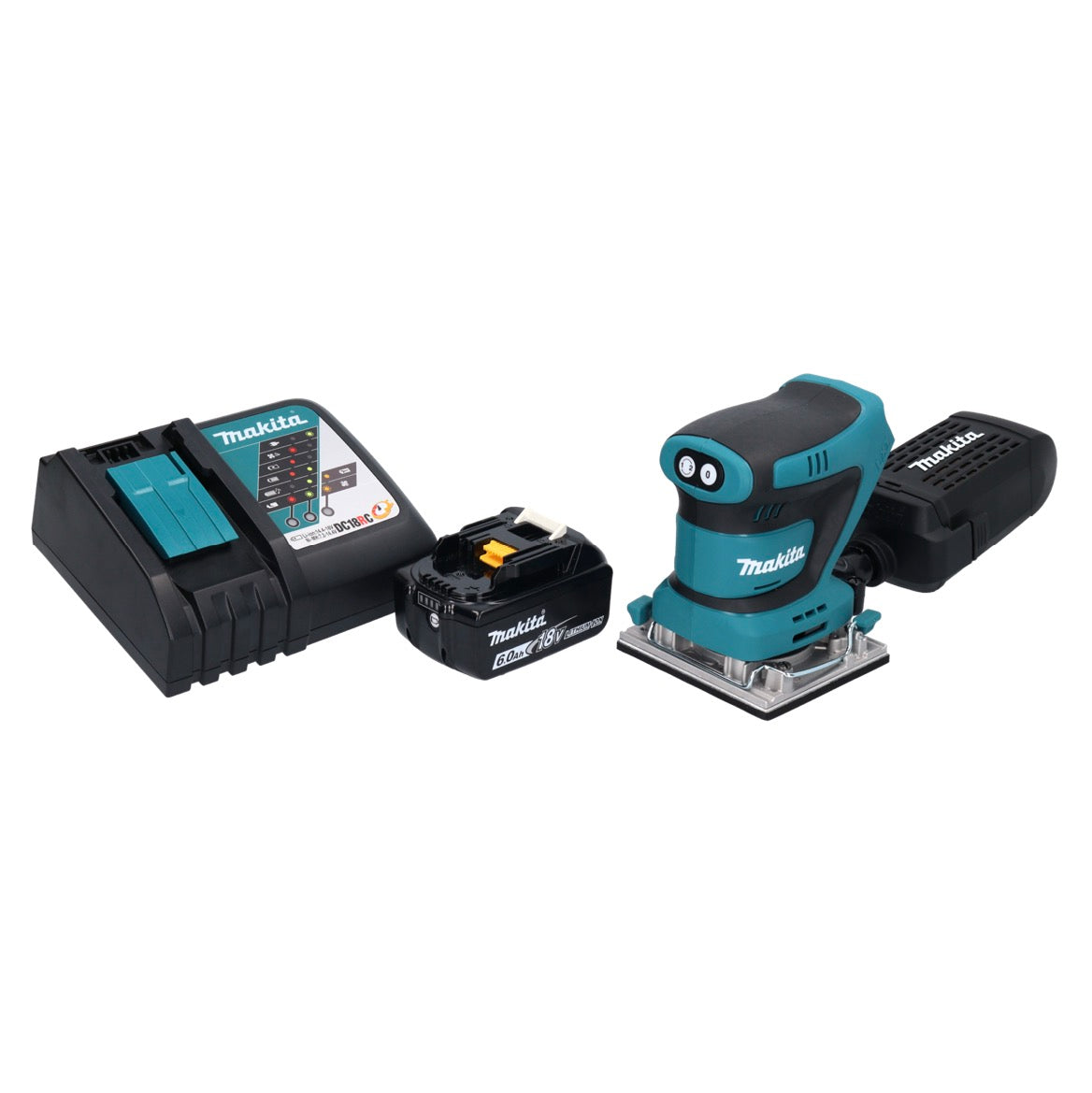 Makita DBO 482 RG1 ponceuse orbitale sur batterie 18 V 112 x 102 mm + 1x batterie 6,0 Ah + chargeur