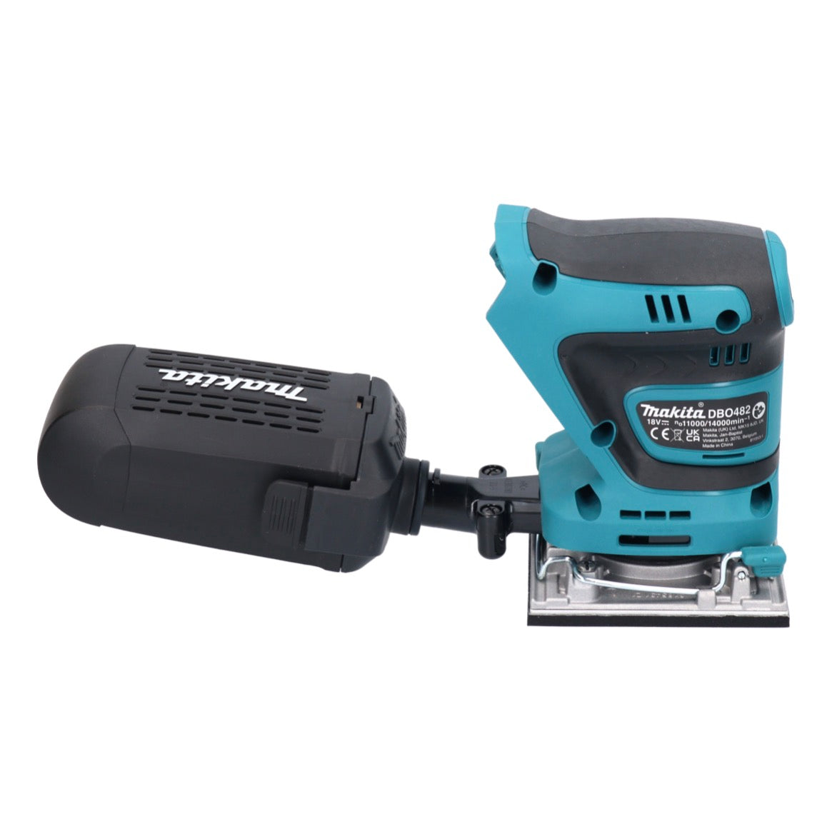 Makita DBO 482 RG Akku Schwingschleifer 18 V 112 x 102 mm + 2x Akku 6,0 Ah + Ladegerät