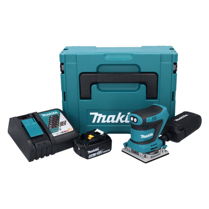 Makita DBO 482 RT1J Akku Schwingschleifer 18 V 112 x 102 mm + 1x Akku 5,0 Ah + Ladegerät + Makpac