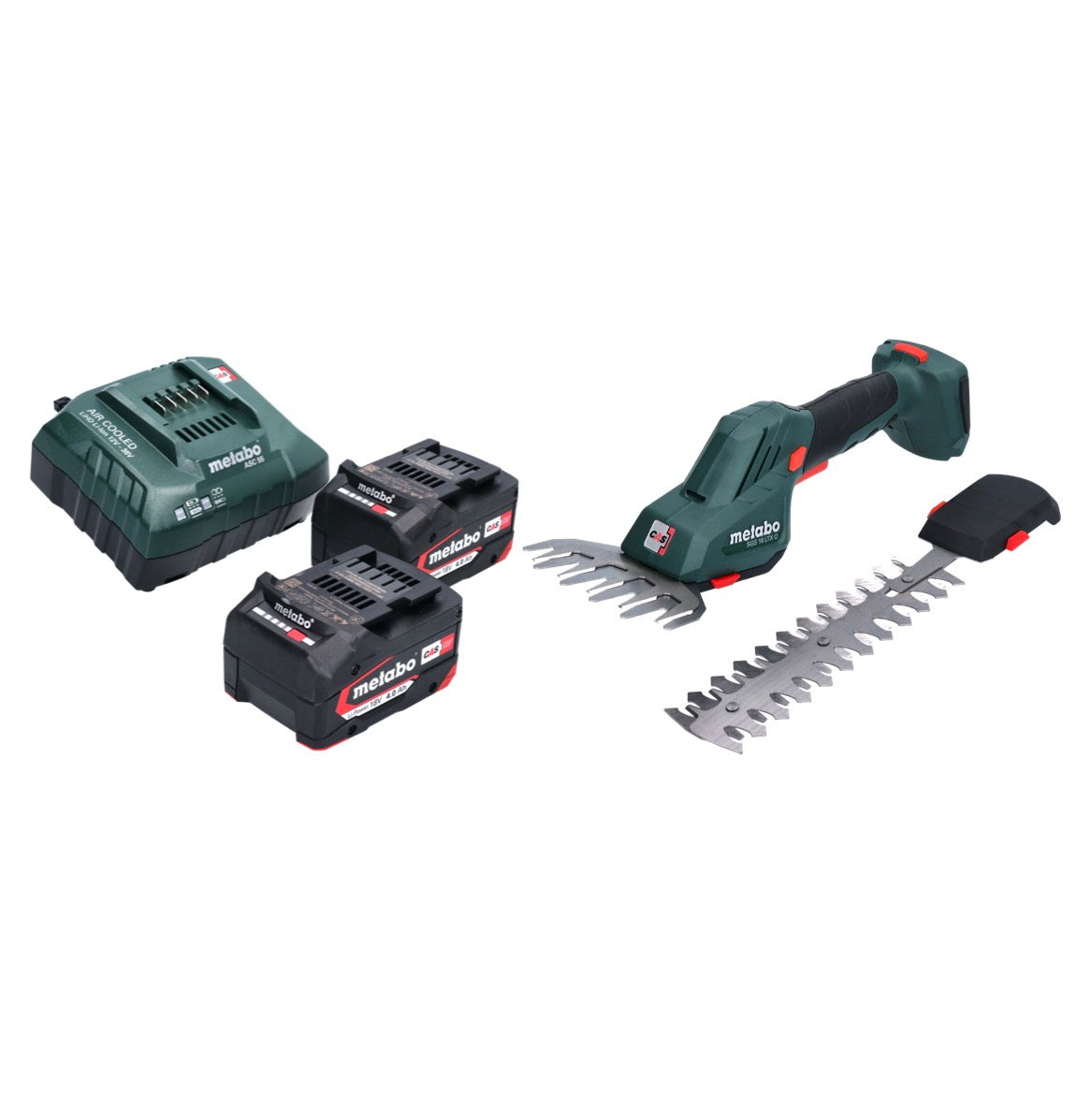 Cisaille à gazon et à arbustes sur batterie Metabo SGS 18 LTX Q 18 V + 2x batteries 4,0 Ah + chargeur