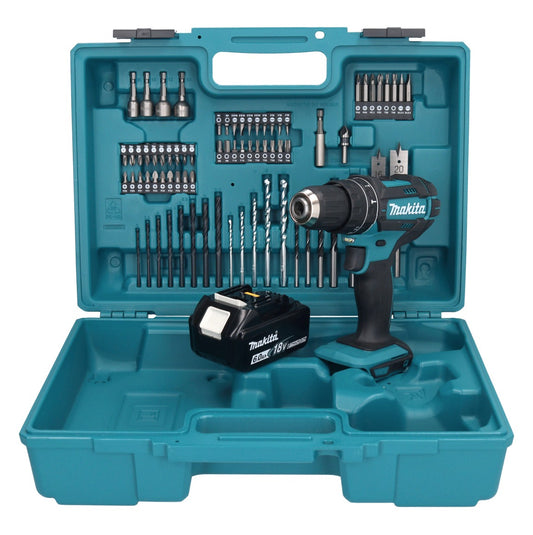 Makita DHP 482 G1X1 perceuse à percussion sans fil 18 V + 1x batterie 6,0 Ah + jeu d'accessoires 74 pièces + mallette - sans chargeur