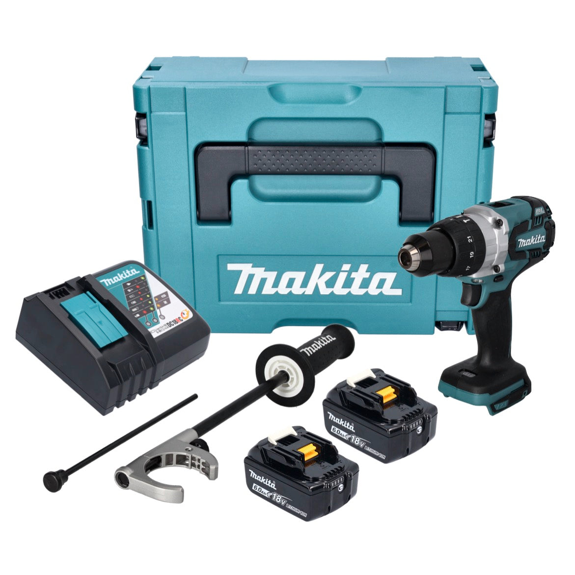 Makita DHP 481 RGJ Akku Schlagbohrschrauber 18 V 115 Nm Brushless + 2x Akku 6,0 Ah + Ladegerät + Makpac - Toolbrothers