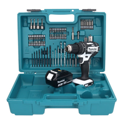 Makita DHP 482 F1X1W perceuse à percussion sans fil 18 V 62 Nm + 1x batterie 3,0 Ah + jeu d'accessoires 74 pièces + mallette - sans chargeur