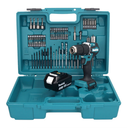 Makita DHP 487 F1X1 perceuse à percussion sans fil 18 V 40 Nm sans balais + 1x batterie 3,0 Ah + jeu d'accessoires 74 pièces + mallette - sans chargeur