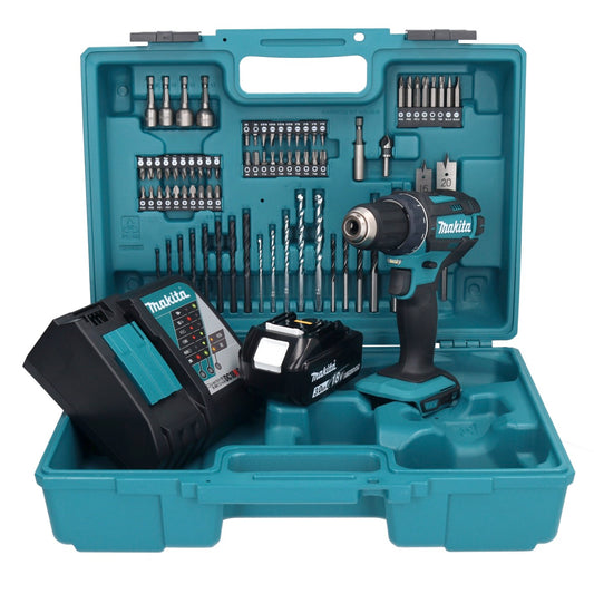 Makita DDF 482 RF1X1 perceuse-visseuse sans fil 18 V 62 Nm + 1x batterie 3,0 Ah + chargeur + jeu d'accessoires 74 pièces + mallette