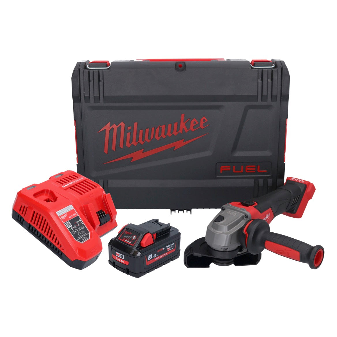 Meuleuse d'angle sur batterie Milwaukee M18 FSAG125X-801X 18 V 125 mm sans balais + 1x batterie 8,0 Ah + chargeur + boîtier HD