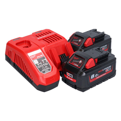 Meuleuse d'angle sur batterie Milwaukee M18 FSAG125X-802X 18 V 125 mm brushless + 2x batteries 8,0 Ah + chargeur + boîtier HD