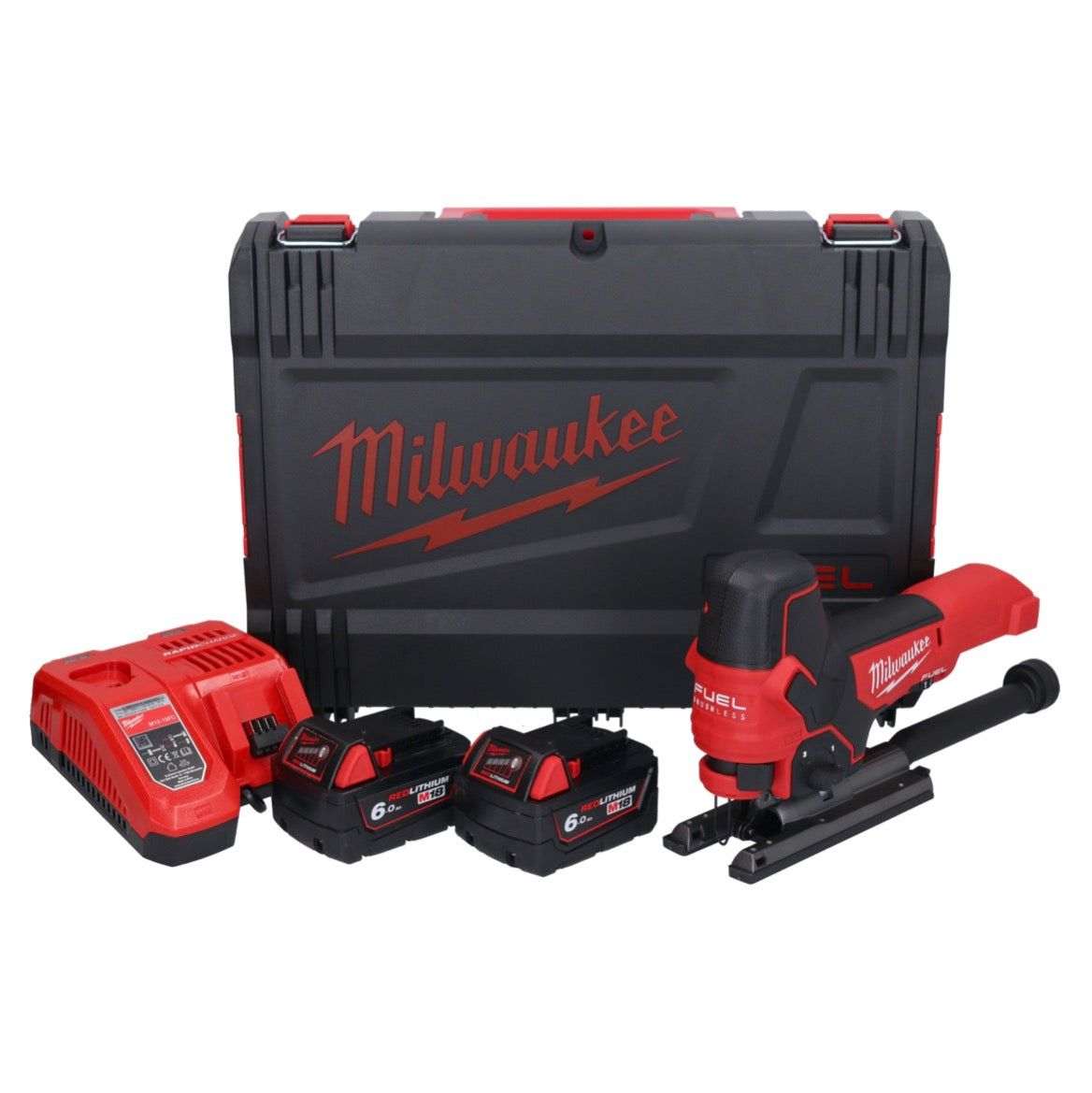 Scie sauteuse à batterie Milwaukee M18 FBJS-602X 18 V brushless + 2x batteries 6,0 Ah + chargeur + boîtier HD