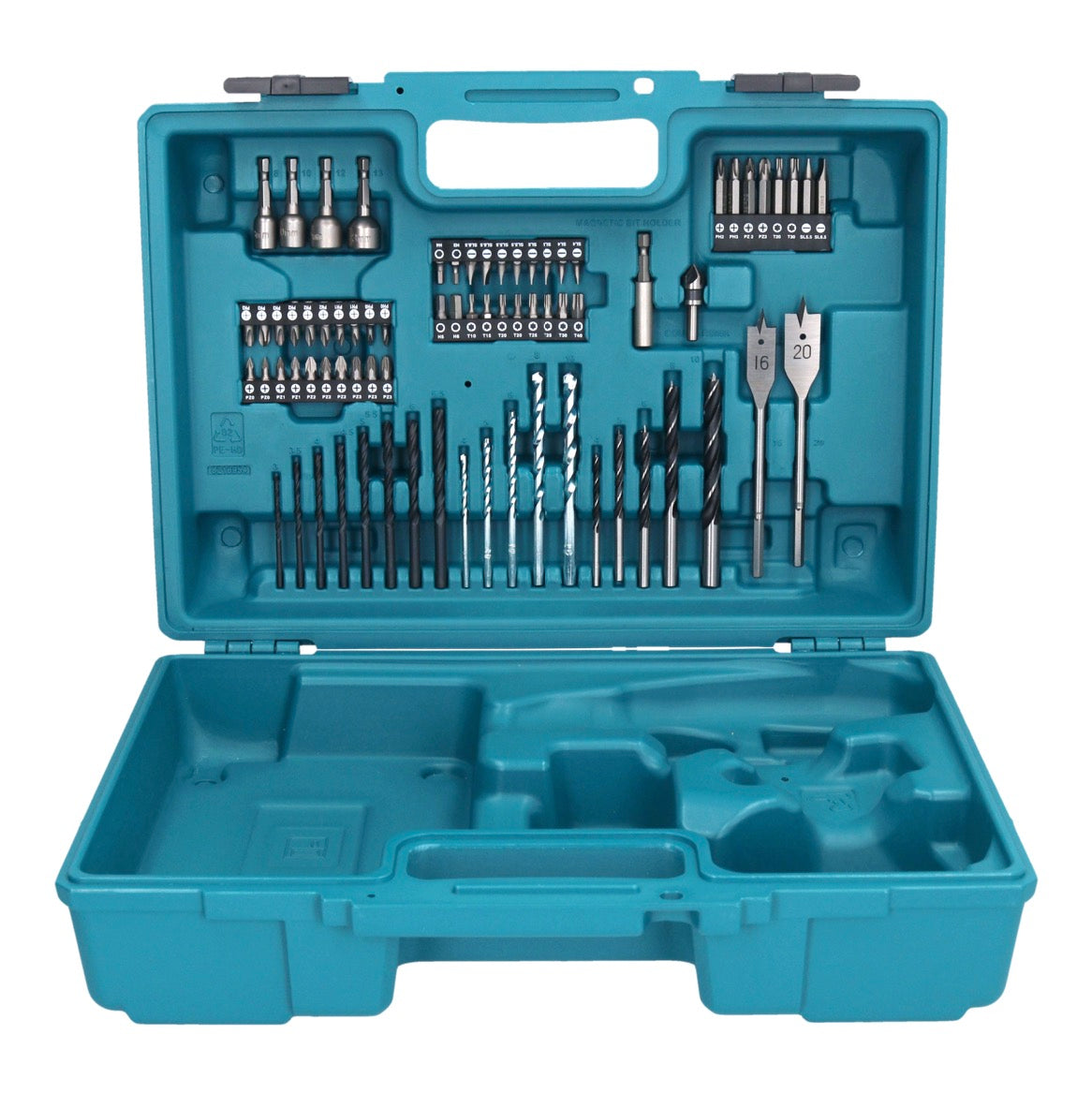 Makita DHP 482 SY1X1W perceuse à percussion sans fil 18 V 62 Nm + 1 batterie 1,5 Ah + chargeur + jeu d'accessoires 74 pièces + mallette