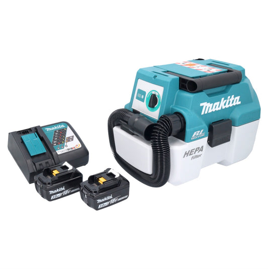 Aspirateur sans fil Makita DVC 750 LRF LXT 18 V 67 mbar 7,5 l sans balais + 2x batteries 3,0 Ah + chargeur