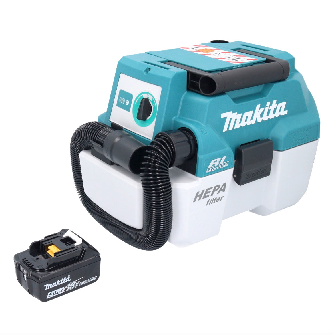 Makita DVC 750 LT1 Akku Staubsauger LXT 18 V 67 mbar 7,5 l Brushless + 1x Akku 5,0 Ah - ohne Ladegerät