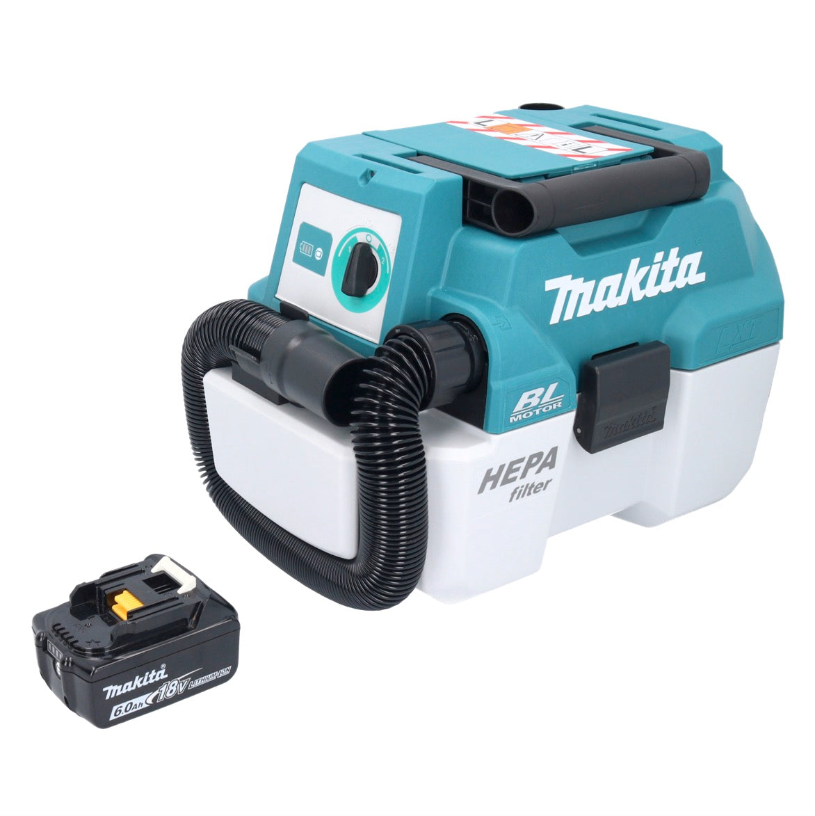 Makita DVC 750 LG1 Akku Staubsauger LXT 18 V 67 mbar 7,5 l Brushless + 1x Akku 6,0 Ah - ohne Ladegerät