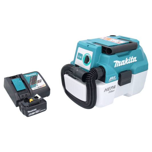 Makita DVC 750 LRG1 Akku Staubsauger LXT 18 V 67 mbar 7,5 l Brushless + 1x Akku 6,0 Ah + Ladegerät