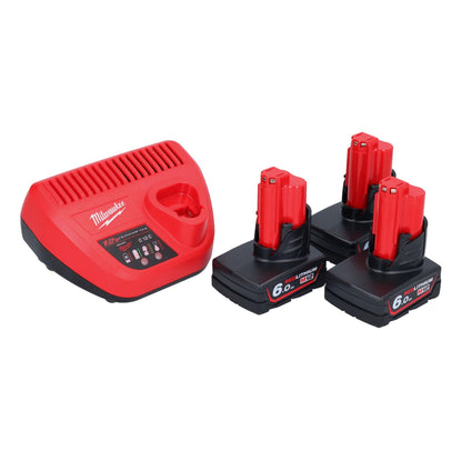 Milwaukee M12 NRG-603 Starter Set 3x 12 V 6,0 Ah ( 4933459208 ) Li-Ion Akku + C12 C Ladegerät - Toolbrothers