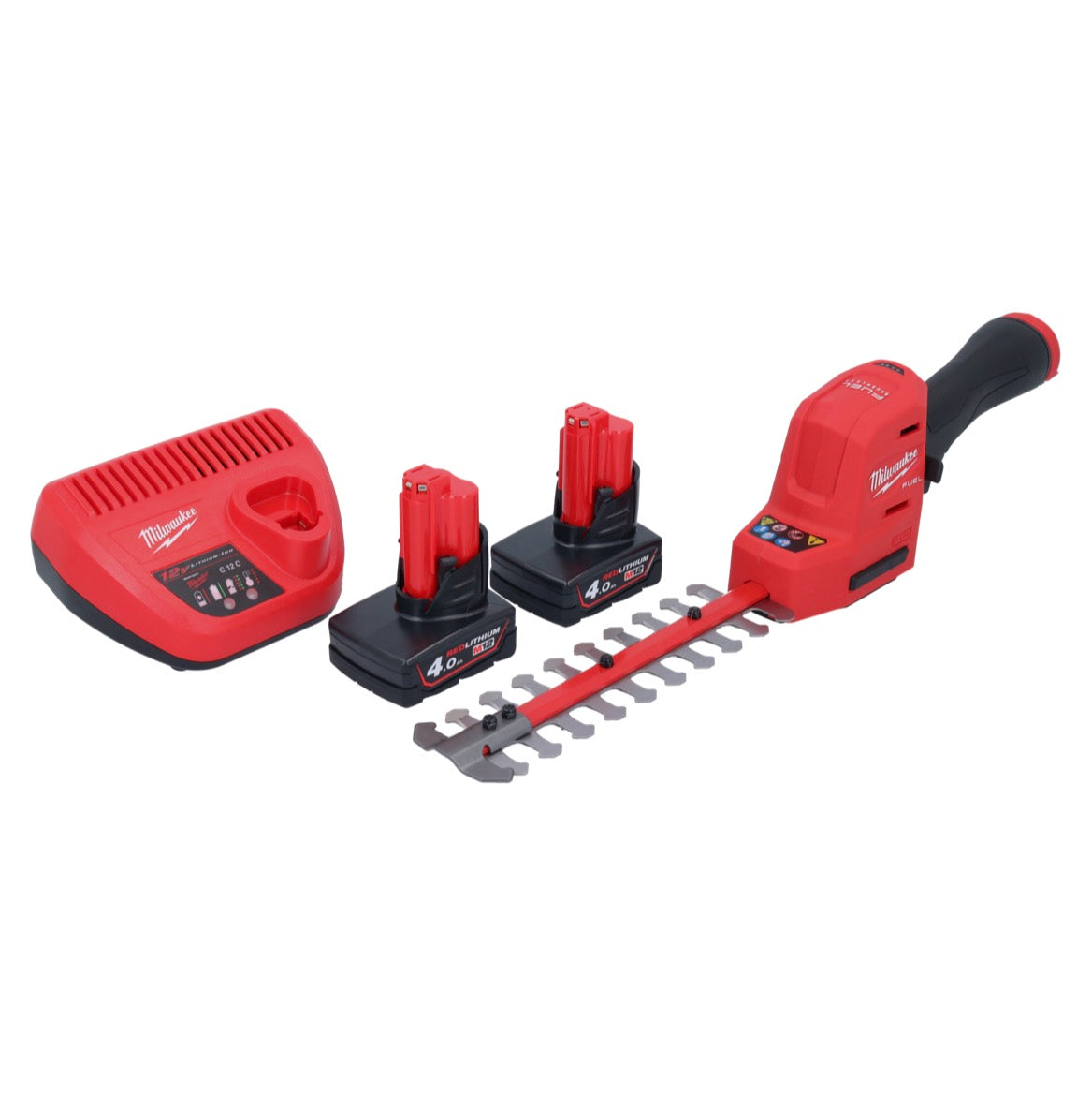 Milwaukee M12 FHT20-402 Akku Strauchschere 12 V 20 cm Brushless ( 4933479676 ) + 2x Akku 4,0 Ah + Ladegerät