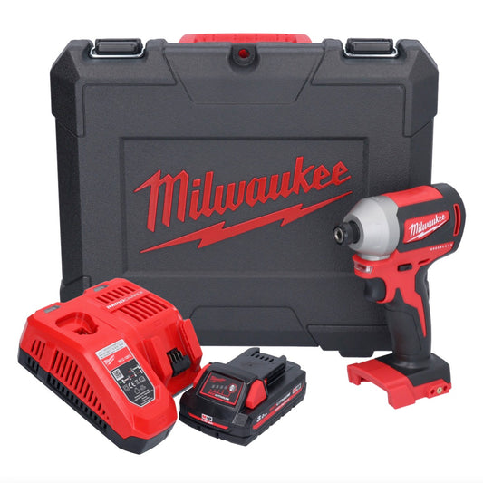 Clé à chocs sans fil Milwaukee M18 CBLID-301C 18 V 180 Nm 1/4" brushless + 1x batterie 3,0 Ah + chargeur + coffret