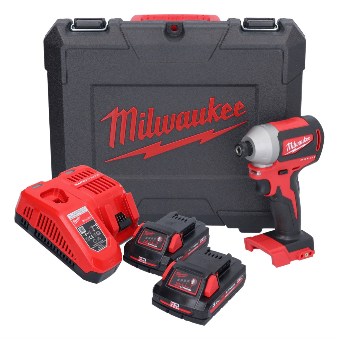 Clé à chocs sans fil Milwaukee M18 CBLID-302C 18 V 180 Nm 1/4" brushless + 2x batteries 3,0 Ah + chargeur + mallette