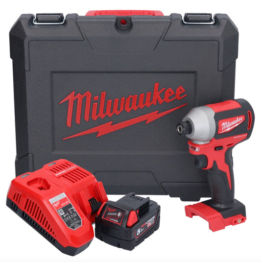 Clé à chocs sans fil Milwaukee M18 CBLID-501C 18 V 180 Nm 1/4" brushless + 1x batterie 5,0 Ah + chargeur + coffret