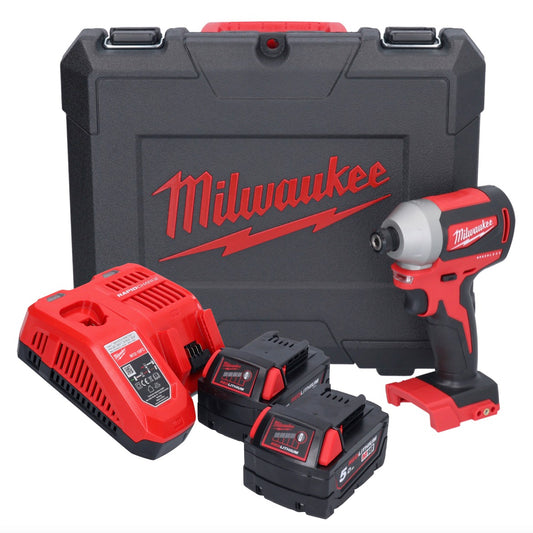 Clé à chocs sans fil Milwaukee M18 CBLID-502C 18 V 180 Nm 1/4" brushless + 2x batteries 5,0 Ah + chargeur + coffret