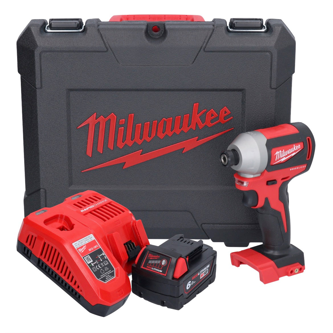 Milwaukee M18 CBLID-601C Akku Schlagschrauber 18 V 180 Nm 1/4" Brushless + 1x Akku 6,0 Ah + Ladegerät + Koffer