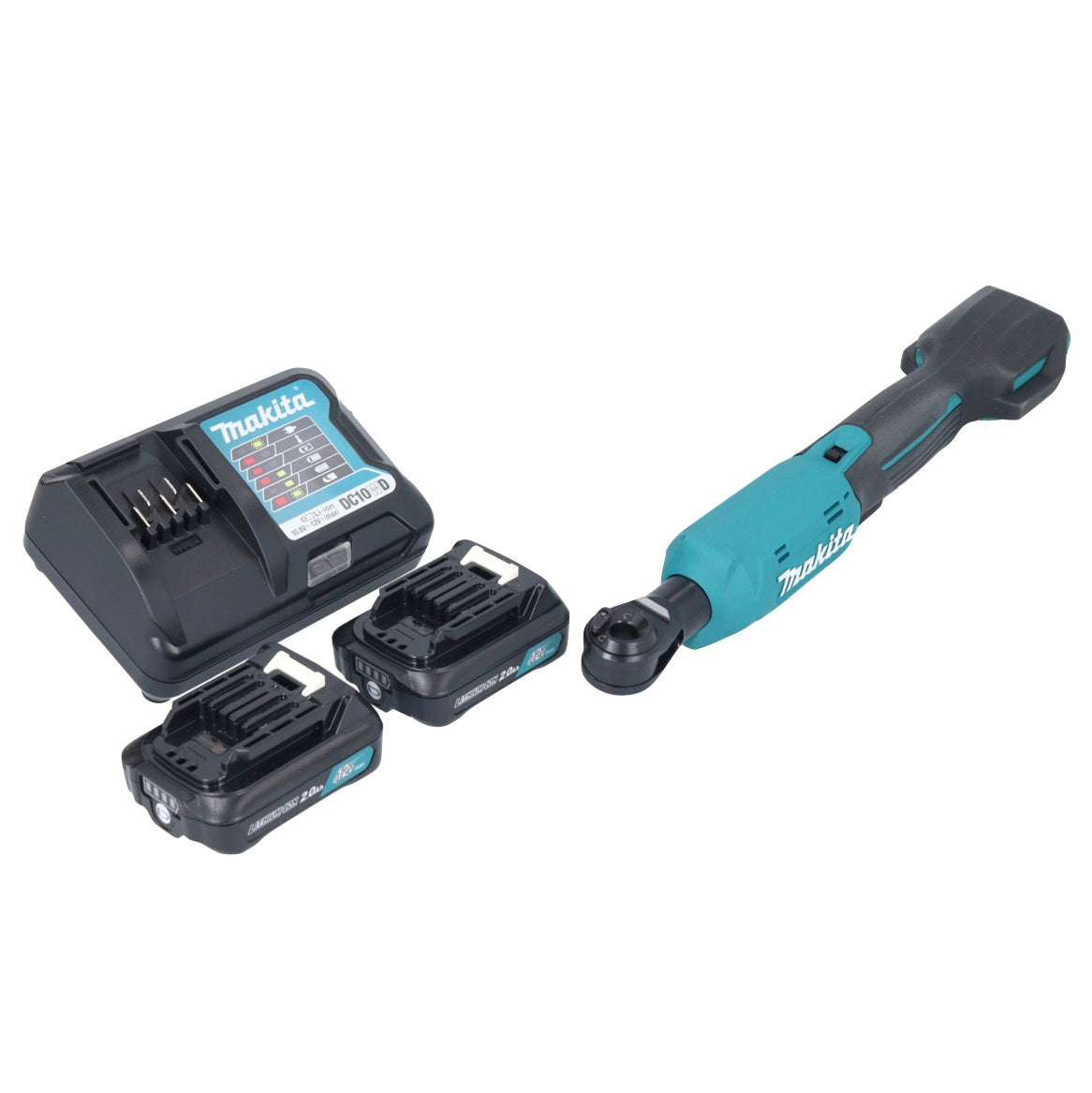 Visseuse à cliquet sans fil Makita WR 100 DWA 12 V 47,5 Nm 1/4" 3/8" + 2x batteries 2,0 Ah + chargeur