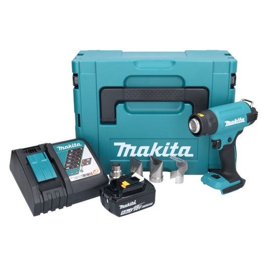 Souffleur à air chaud sur batterie Makita DHG 181 RT1J 18 V 150 - 550°C + 1x batterie 5,0 Ah + chargeur + Makpac