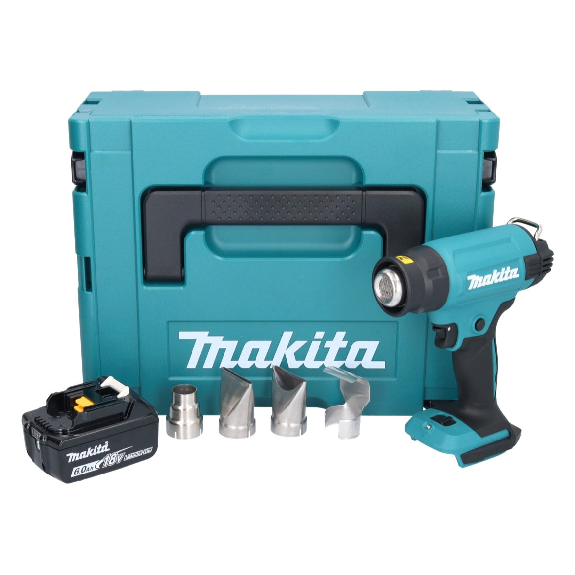 Makita DHG 181 G1J Akku Heißluftgebläse 18 V 150 - 550°C + 1x Akku 6,0 Ah + Makpac - ohne Ladegerät