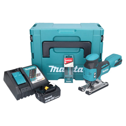 Makita DJV 181 RT1J scie sauteuse sans balais sans balais 18 V + 1 batterie 5,0 Ah + chargeur + jeu de 5 lames de scie sauteuse + Makpac