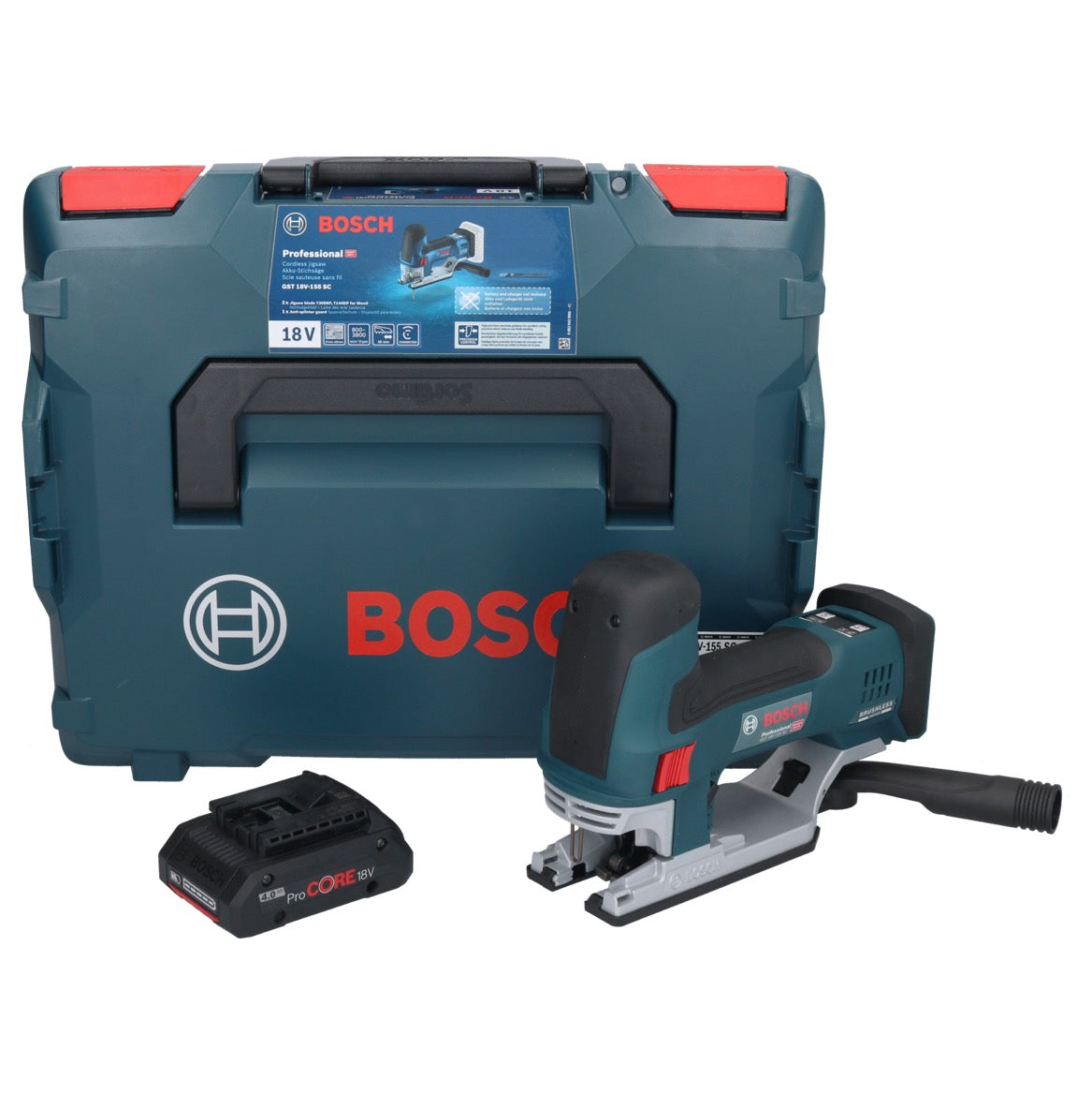 Bosch GST 18V-155 SC Professional Akku Stichsäge 18 V + 1x ProCORE Akku 4,0 Ah + L-Boxx - ohne Ladegerät - Toolbrothers