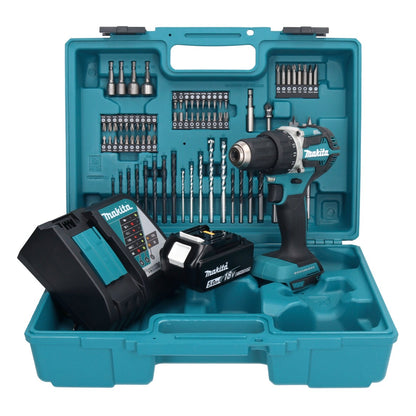 Makita DDF 484 RT1X1 Akku Bohrschrauber 18 V 54 Nm + 1x Akku 5,0 Ah + Ladegerät + 74 tlg. Zubehörset + Koffer