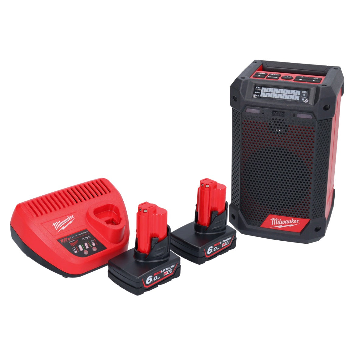 Milwaukee M12 RCDAB+-602 Akku Radio DAB+ 12 V + 2x Akku 6,0 Ah + Ladegerät