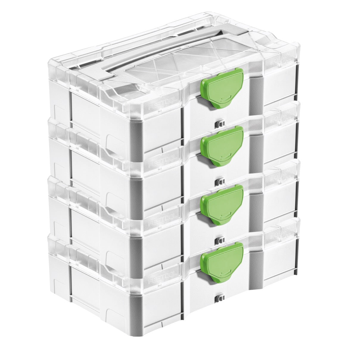 Festool T-LOC SYS MINI 1 TL TRA MINI Systainer 4 Stk. ( 4x 203813 ) Kleinteile Koffer transparenter Deckel koppelbar mit SYS-MINI 1 und 3 TL - Toolbrothers