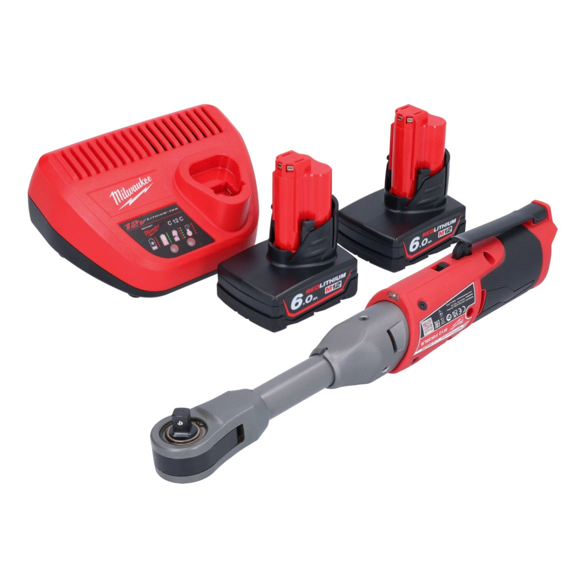 Milwaukee M12 FIR38LR-602 Akku Ratsche lang 12 V 75 Nm 3/8" + 2x Akku 6,0 Ah + Ladegerät