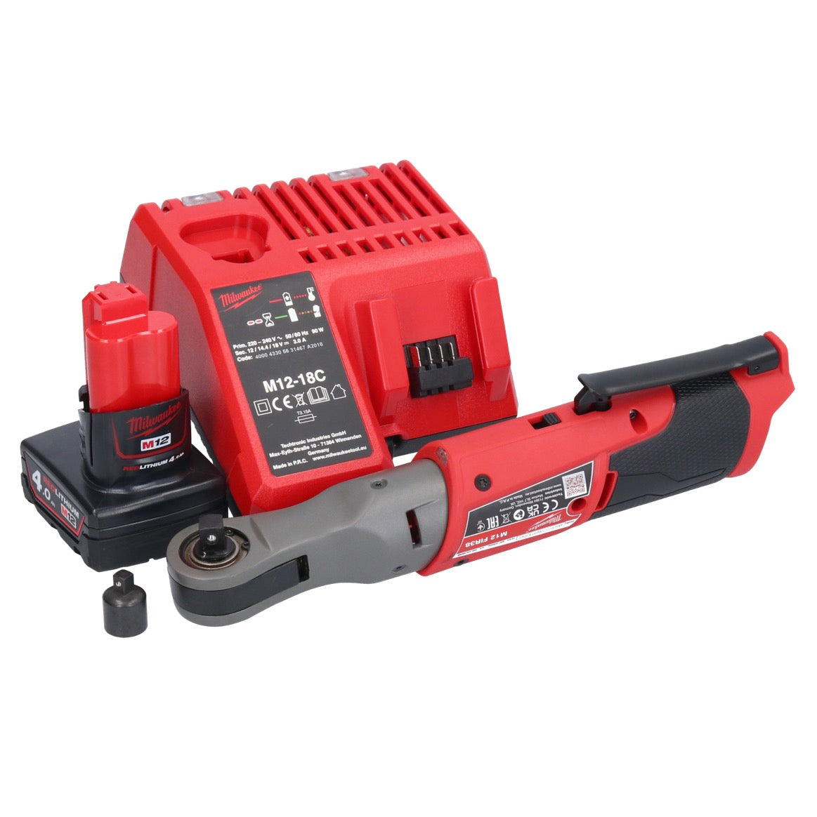 Cliquet à batterie Milwaukee M12 FIR38-401 12 V 75 Nm 3/8" 1/4" + 1x batterie 4,0 Ah + chargeur