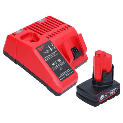 Cliquet à batterie Milwaukee M12 FIR38-601 12 V 75 Nm 3/8" 1/4" + 1x batterie 6,0 Ah + chargeur